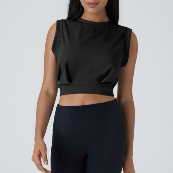 Halara Black Sleeveless Cropped Tank Top Size M - Picture 3 of 6